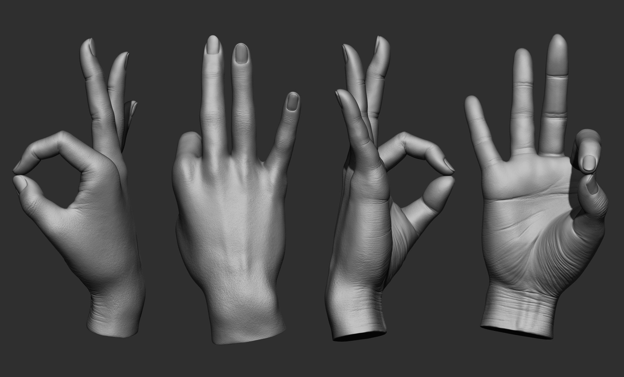 15 Female hand poses 3D model_14
