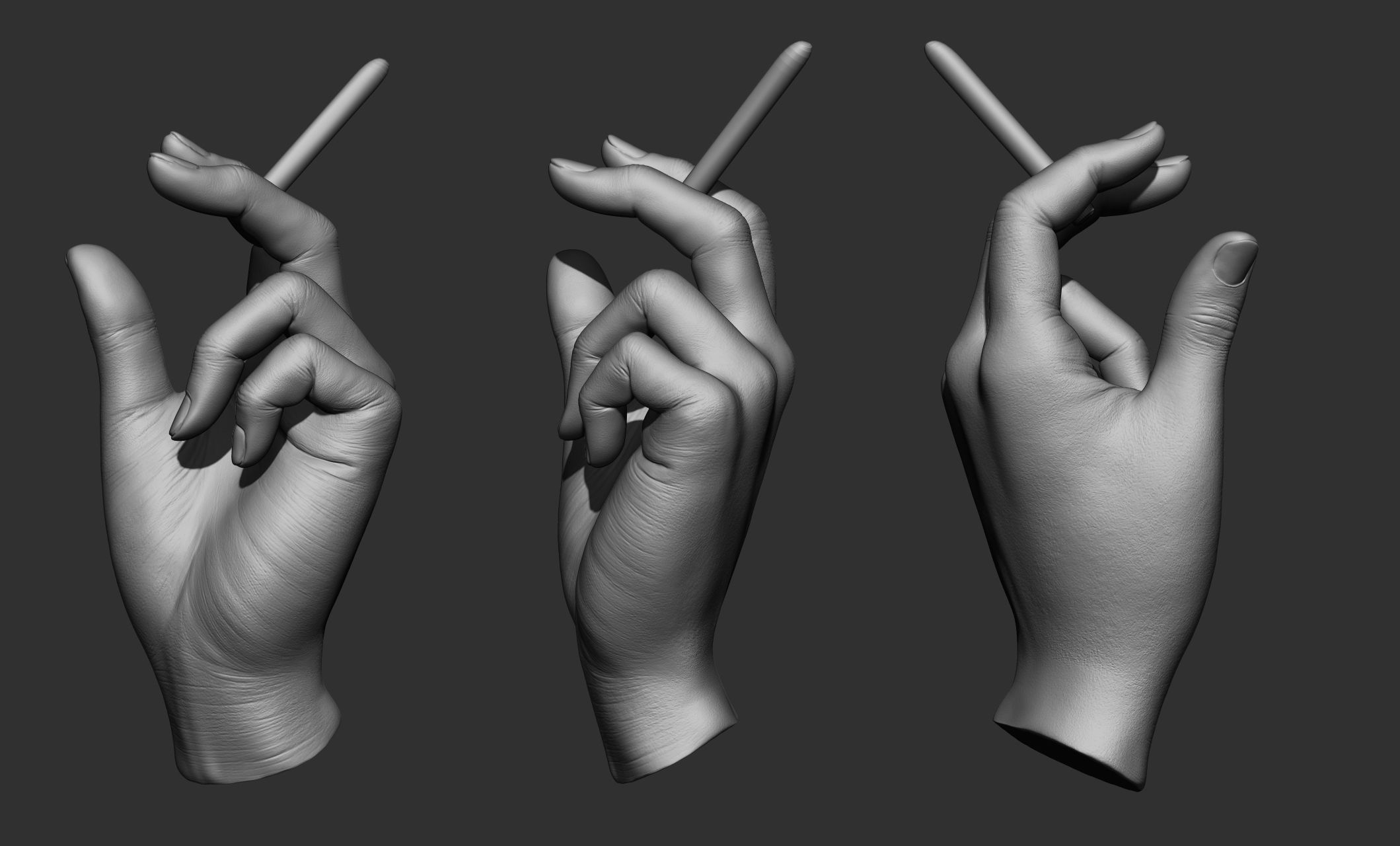 15 Female hand poses 3D model_2