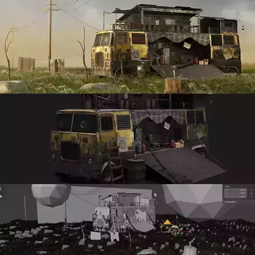 Truck home Low-poly 3D model
