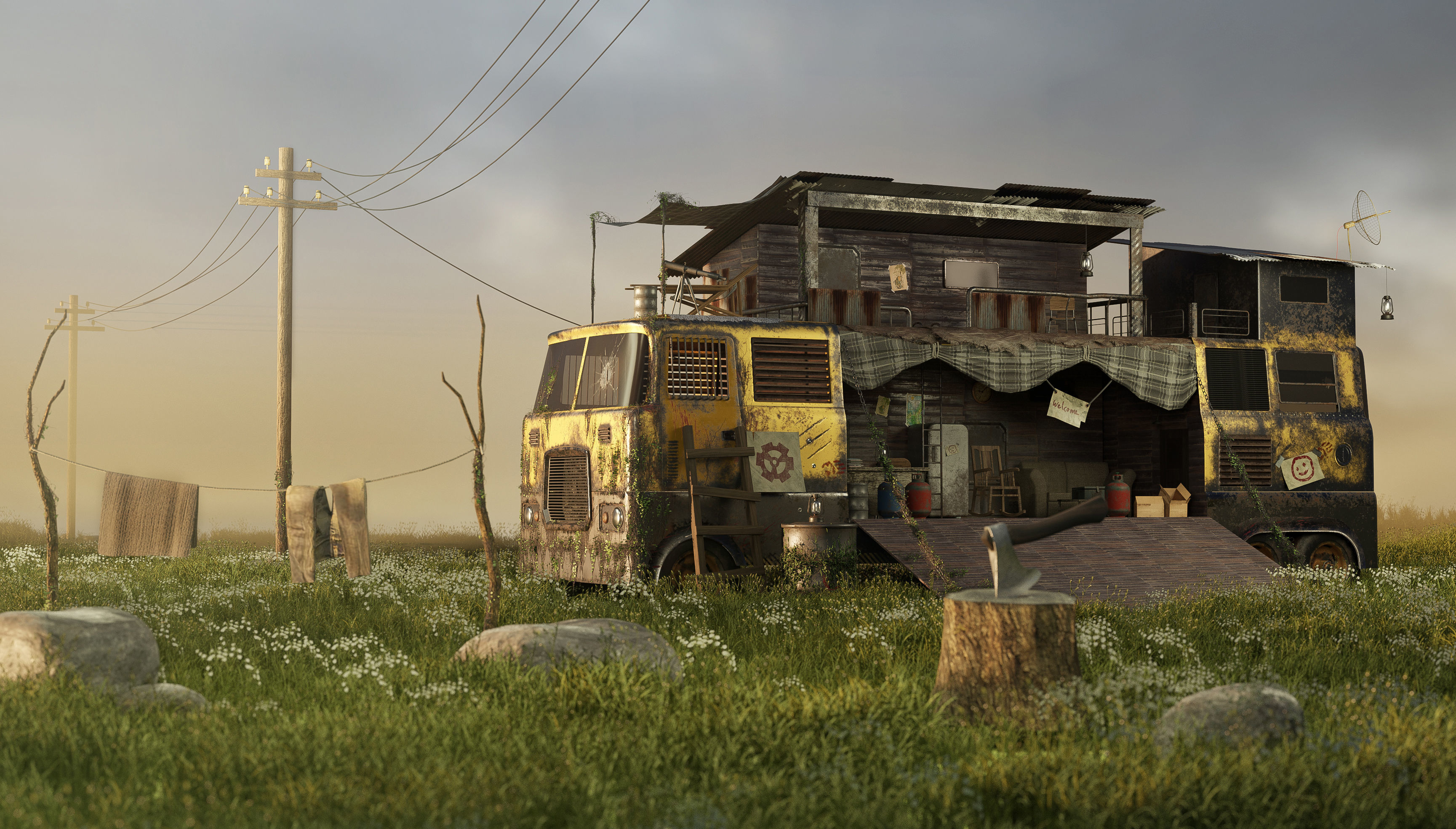 Truck home Low-poly 3D model_1