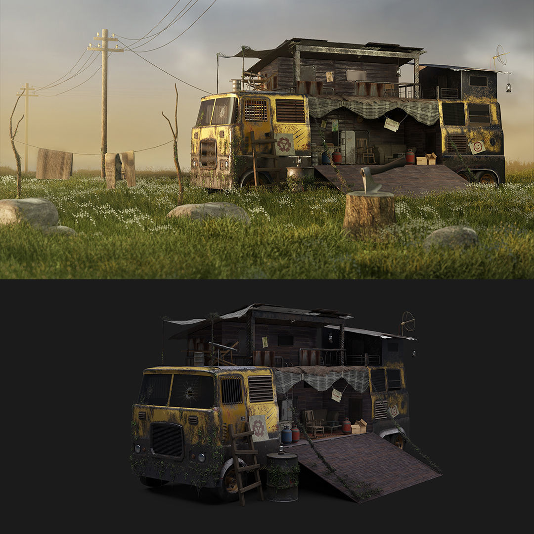 Truck home Low-poly 3D model_3