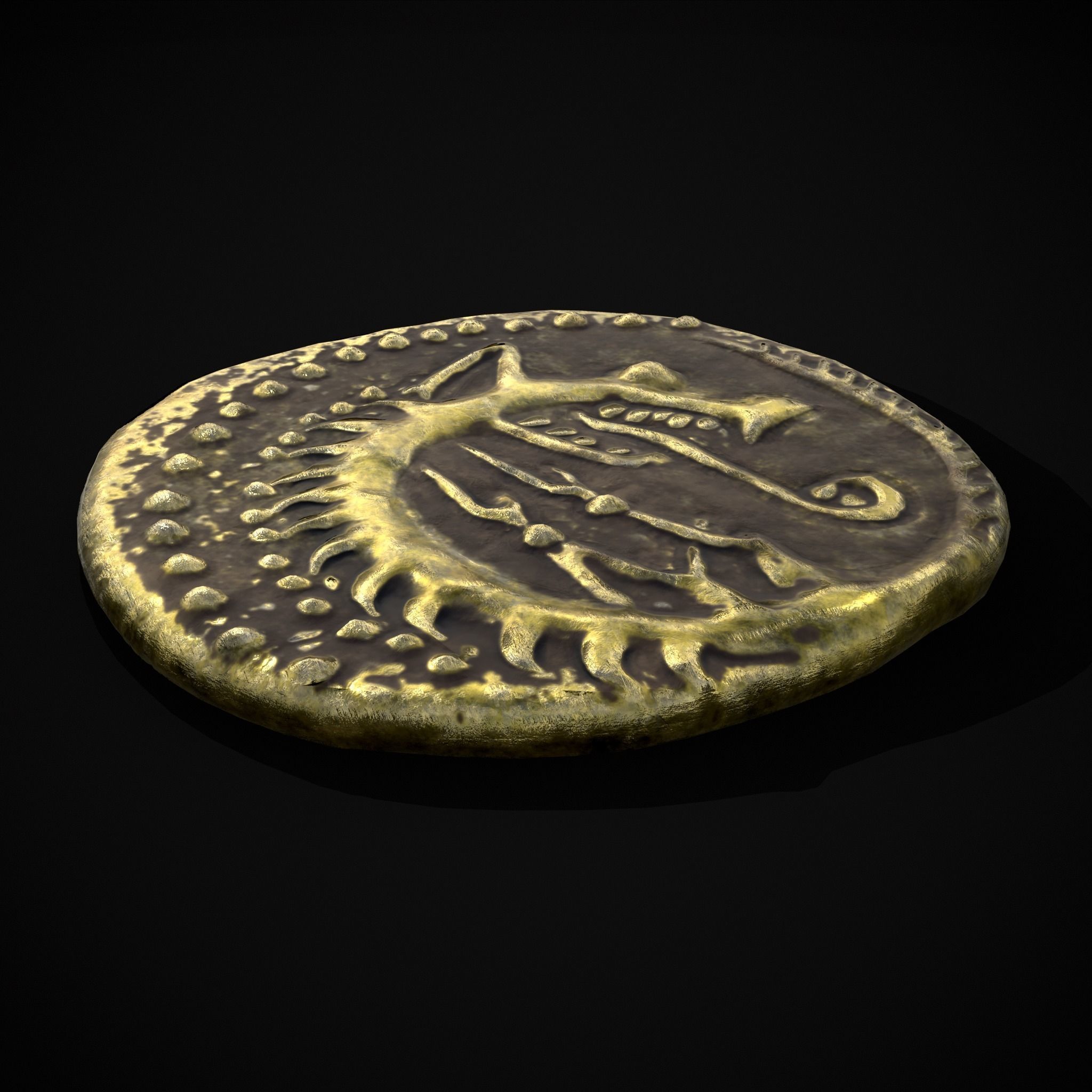Viking Wolf Coin Low-poly 3D model_15