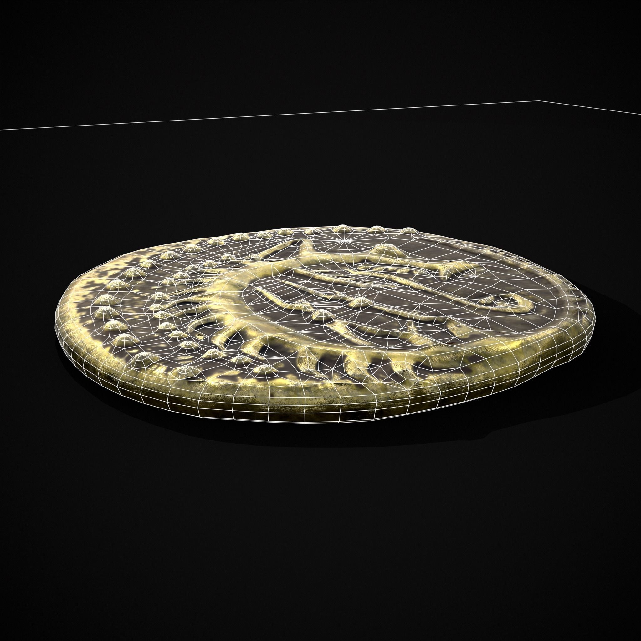 Viking Wolf Coin Low-poly 3D model_4