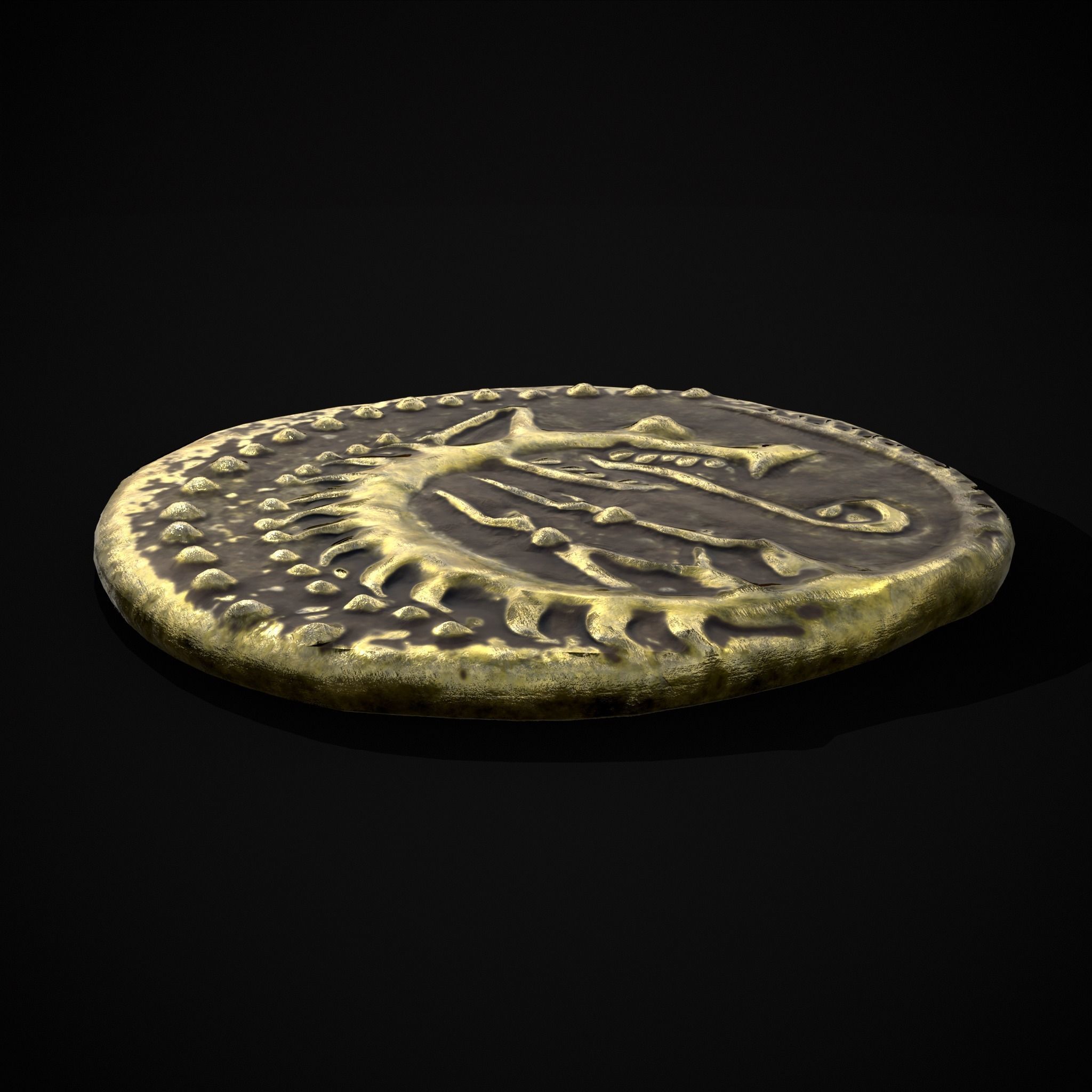 Viking Wolf Coin Low-poly 3D model_3