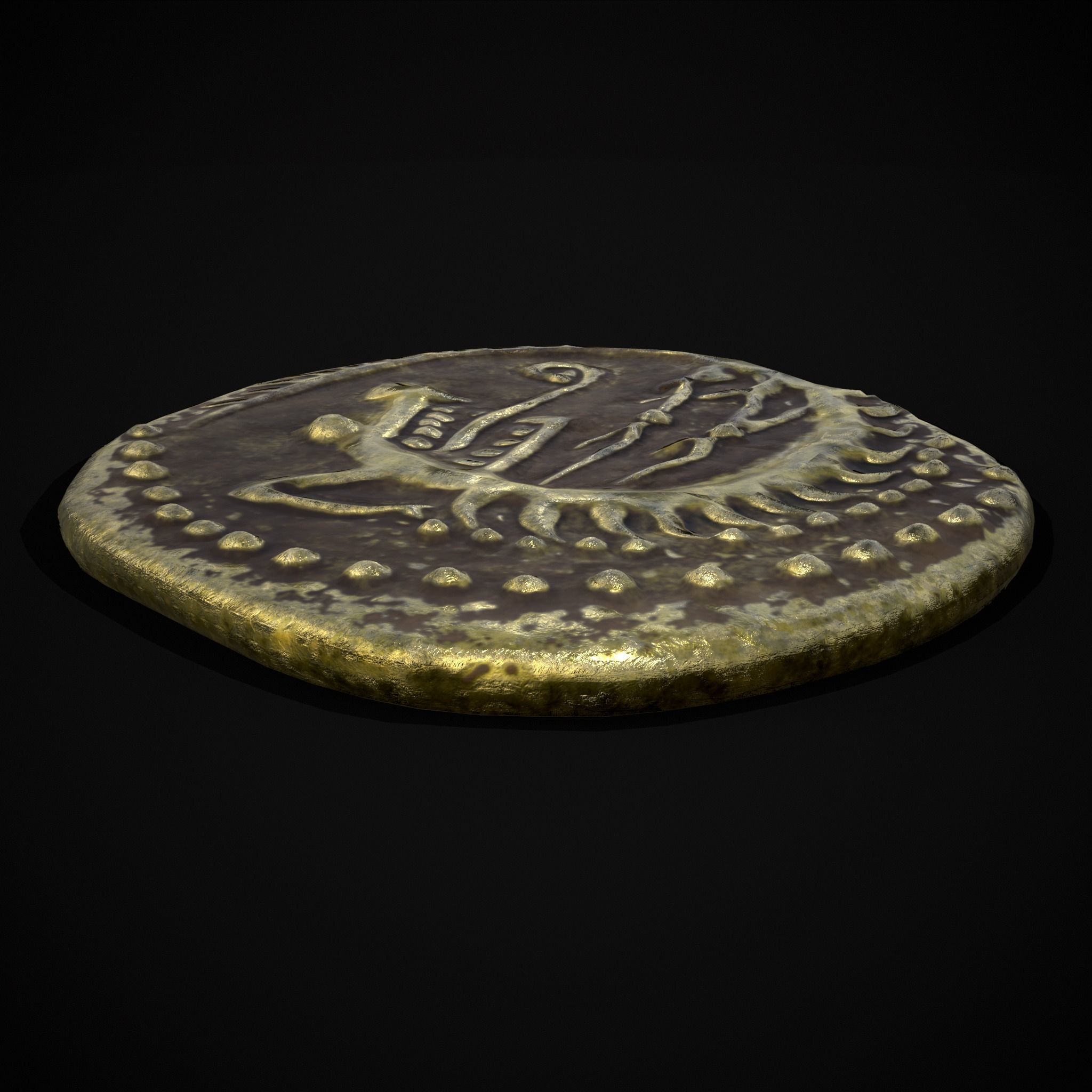 Viking Wolf Coin Low-poly 3D model_21