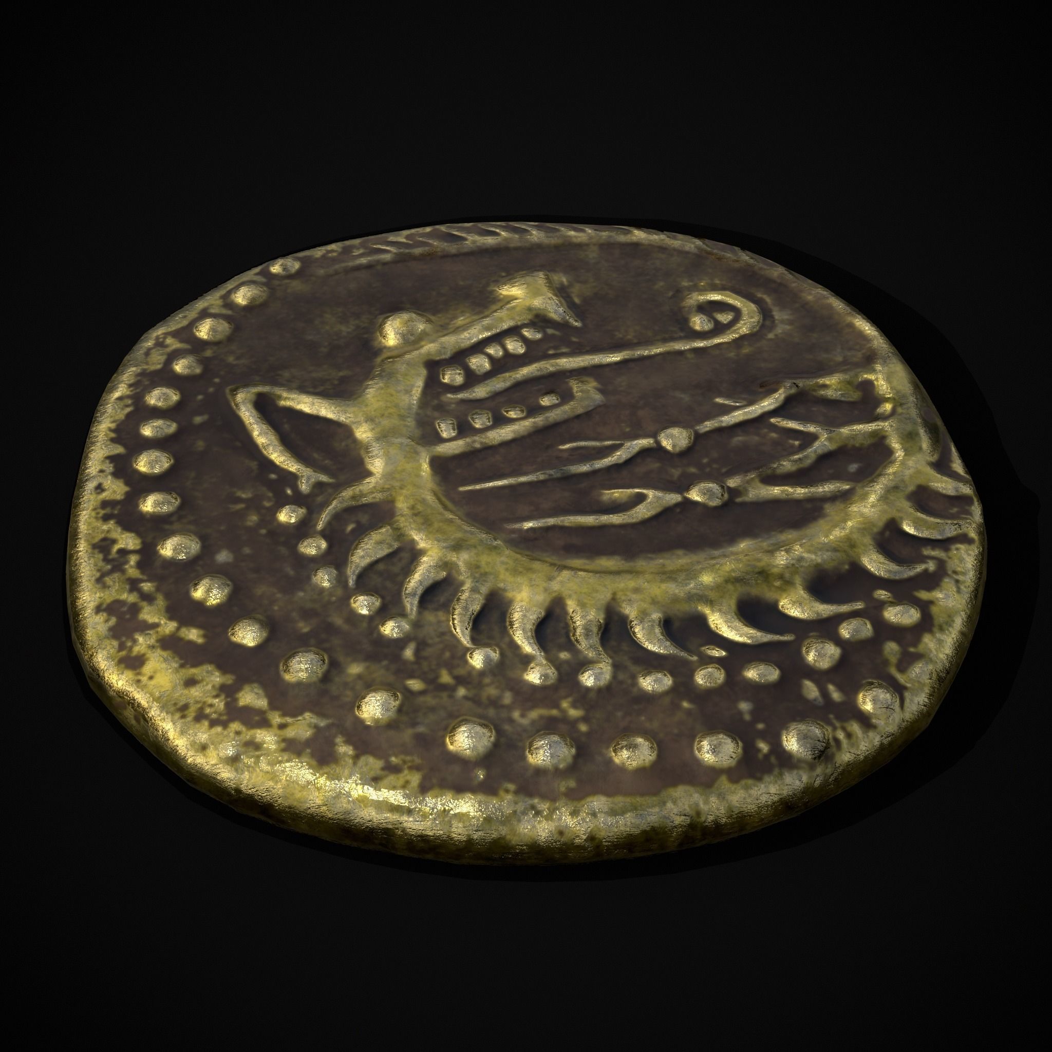 Viking Wolf Coin Low-poly 3D model_29
