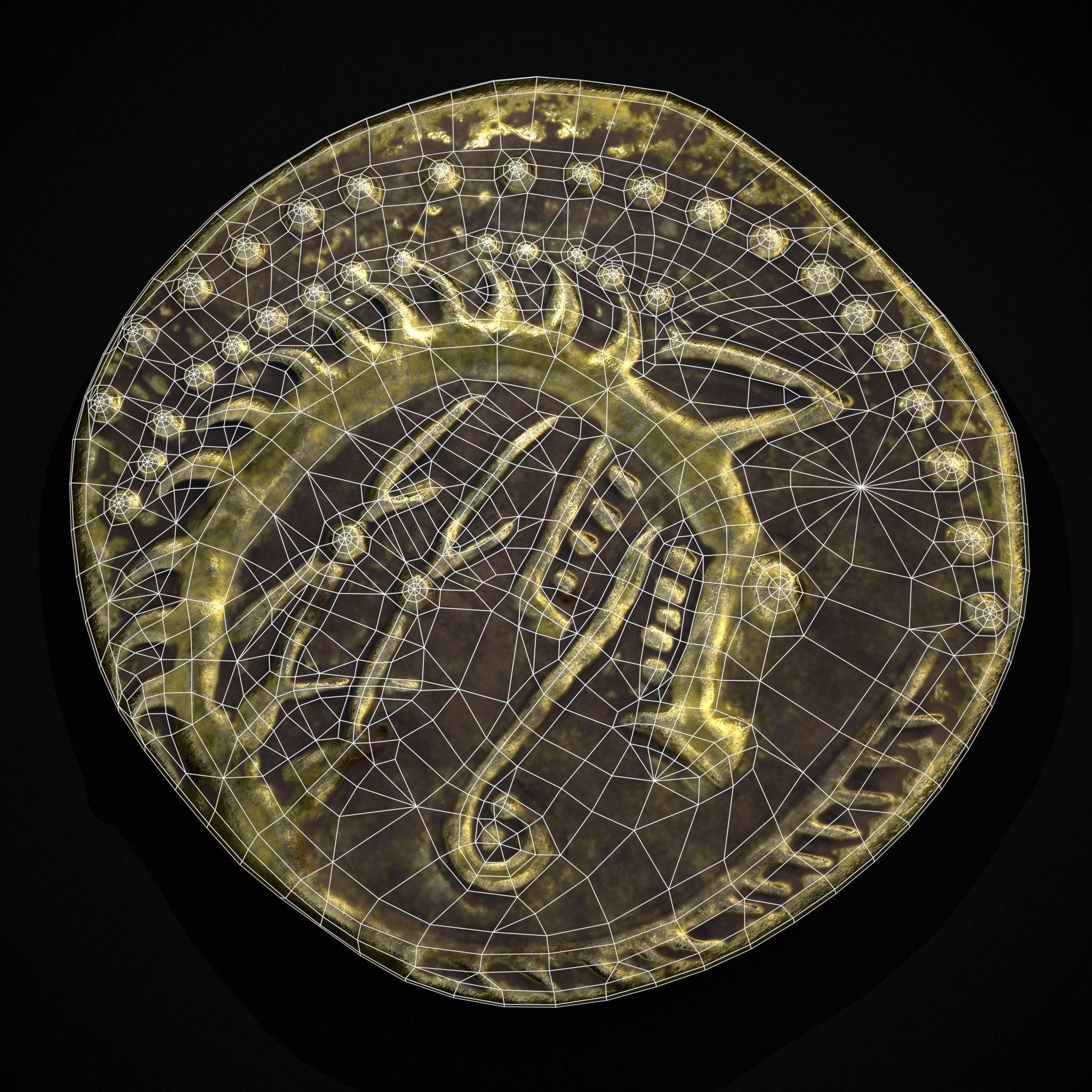 Viking Wolf Coin Low-poly 3D model_26