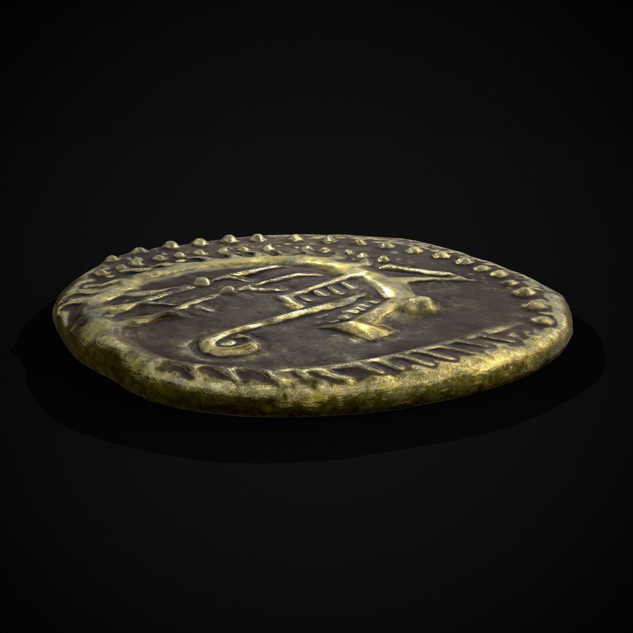 Viking Wolf Coin Low-poly 3D model_17