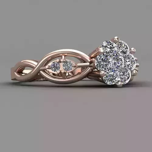 Rose Gold Women Diamond Ring 3D print model