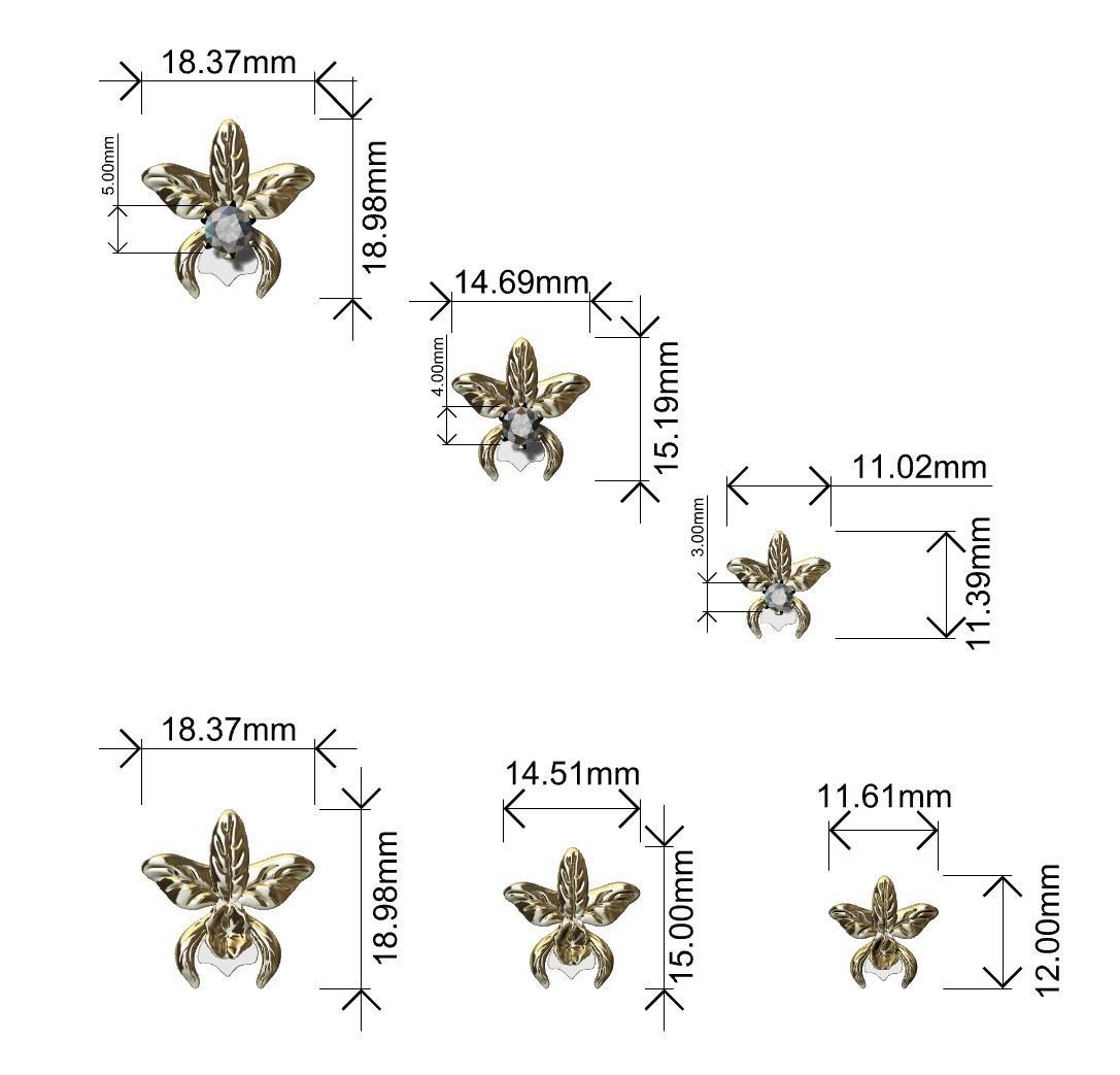 Cataleya Flower Jewellry - Cataleya Pendant  3D print model_5
