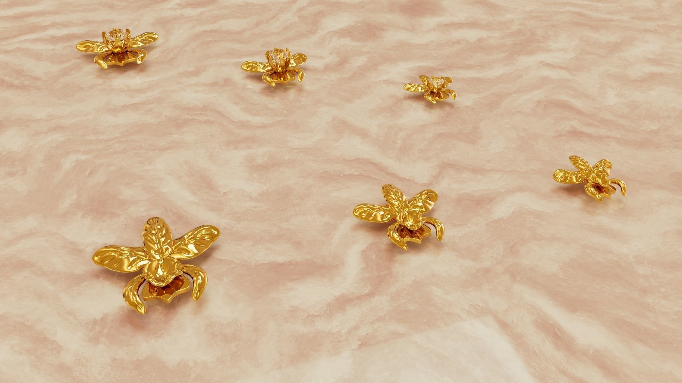 Cataleya Flower Jewellry - Cataleya Pendant  3D print model_4