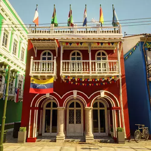 SOUTH AMERICAN BUILDING 003 Low-poly 3D model