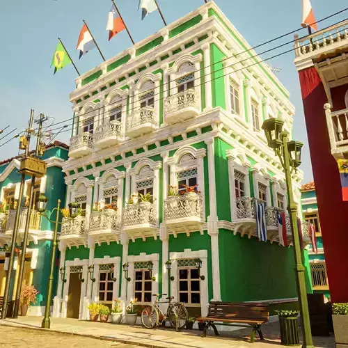 SOUTH AMERICAN BUILDING 004 Low-poly 3D model