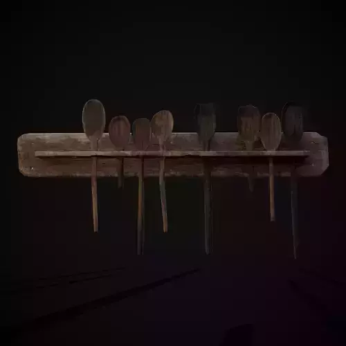 Wooden Long Spoon Holder Low-poly 3D model