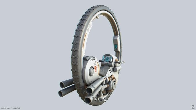 Mono wheel vehicle Low-poly 3D model 7