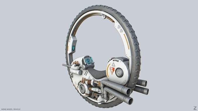Mono wheel vehicle Low-poly 3D model 5
