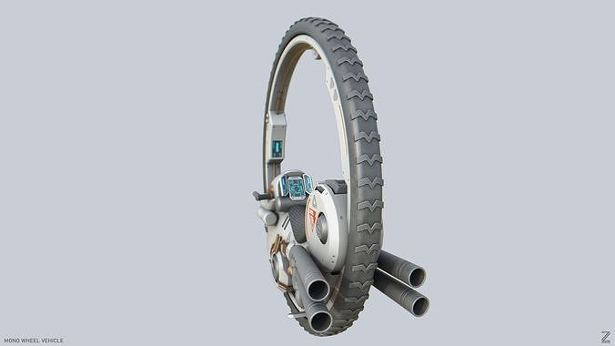 Mono wheel vehicle Low-poly 3D model 6