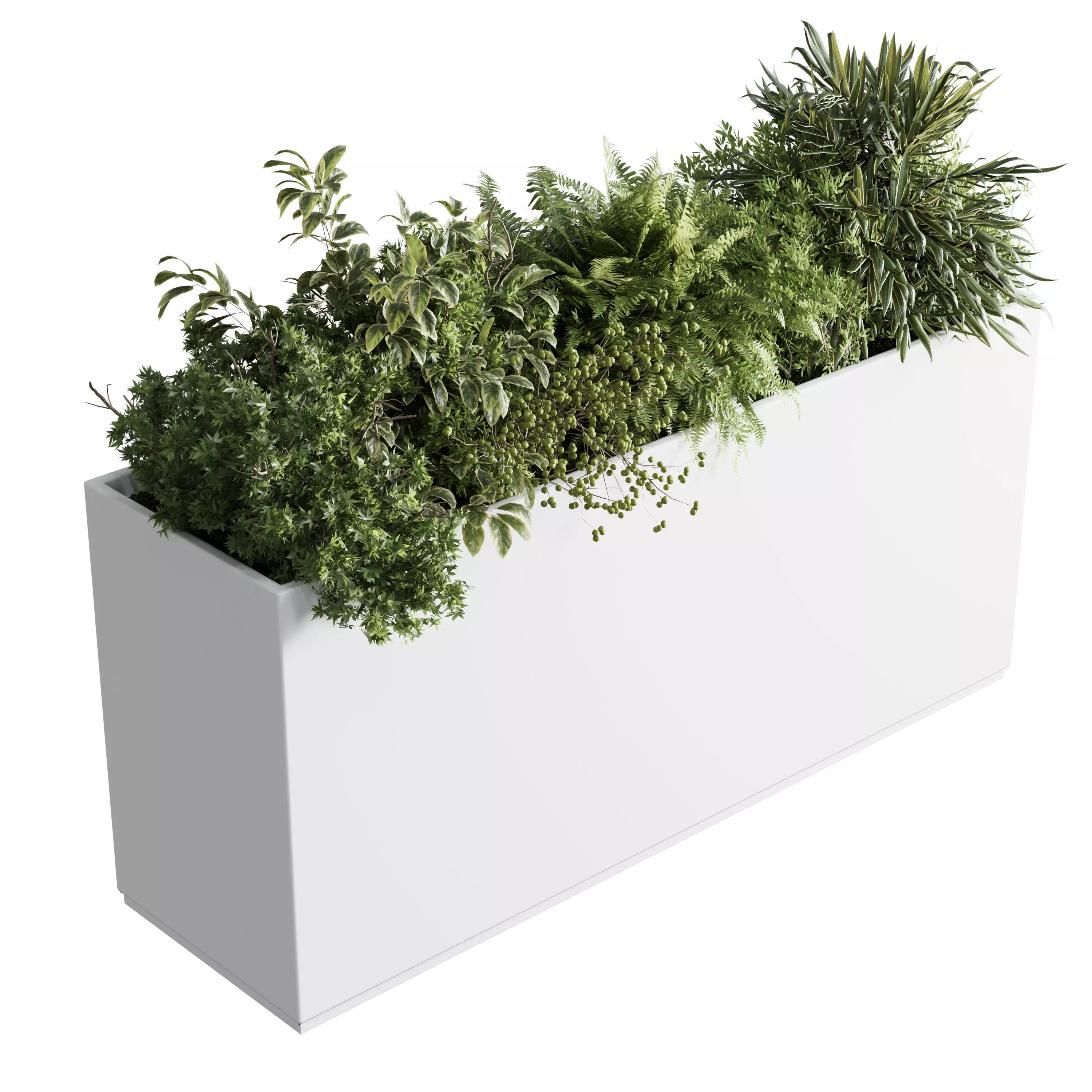 plastic box plants on stand - set indoor plant 389 Low-poly 3D model_0