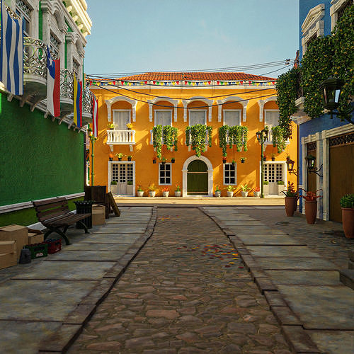 SOUTH AMERICAN SCENE WITH ALL THE ASSETS Low-poly 3D model 6