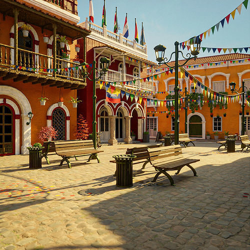 SOUTH AMERICAN SCENE WITH ALL THE ASSETS Low-poly 3D model 5