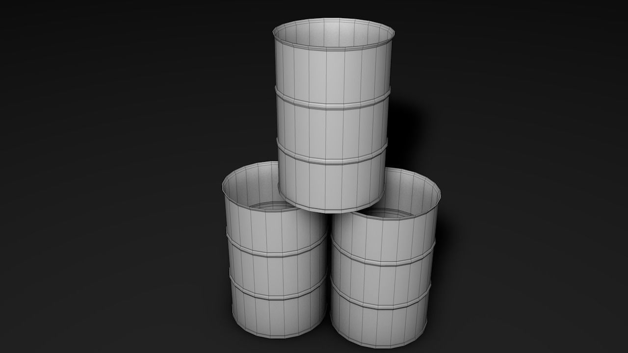 Set of barrels Low-poly 3D model_19