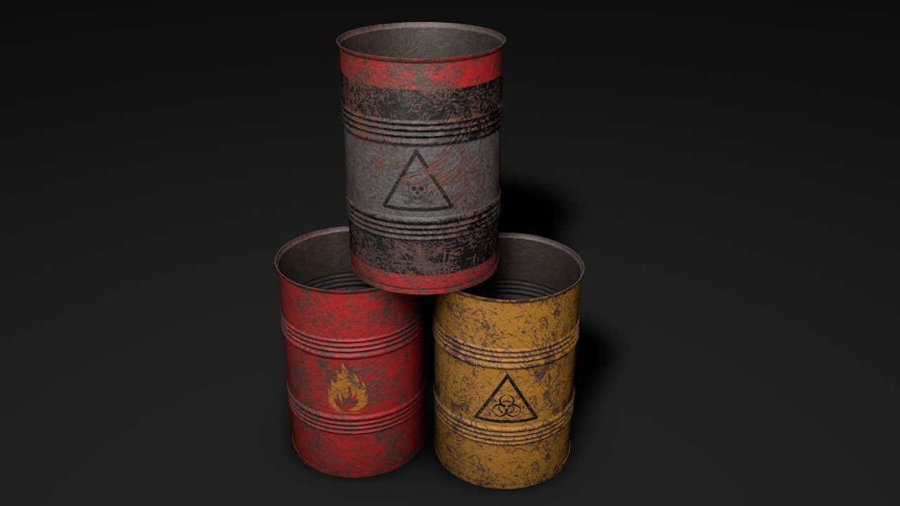 Set of barrels Low-poly 3D model_45
