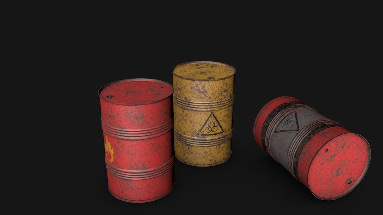 Set of barrels Low-poly 3D model_44