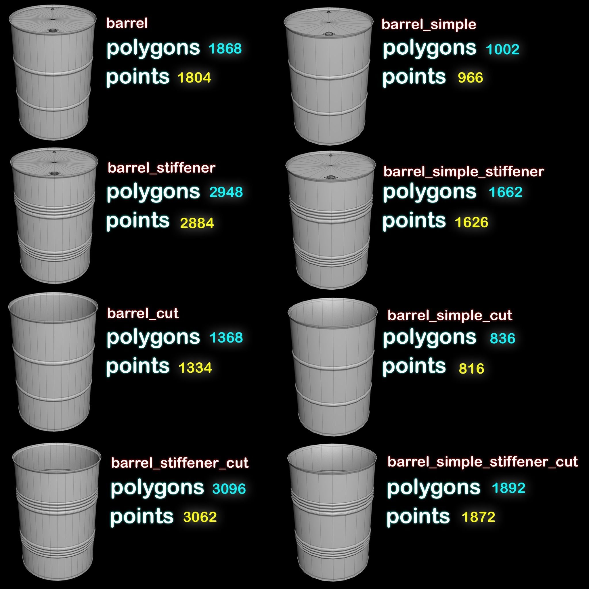 Set of barrels Low-poly 3D model_56