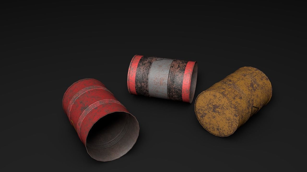 Set of barrels Low-poly 3D model_33