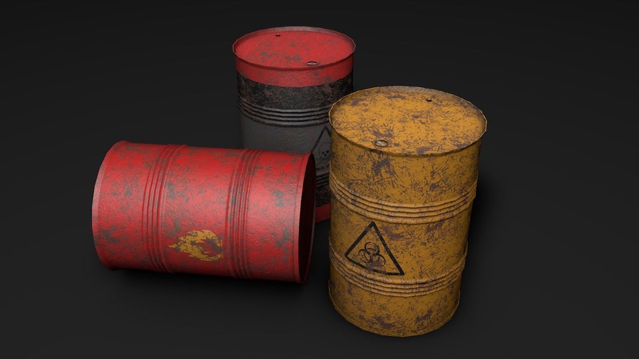 Set of barrels Low-poly 3D model_29