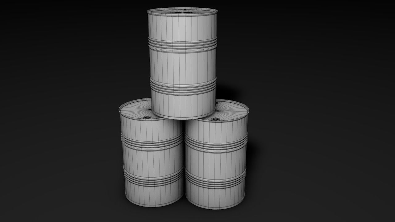 Set of barrels Low-poly 3D model_53