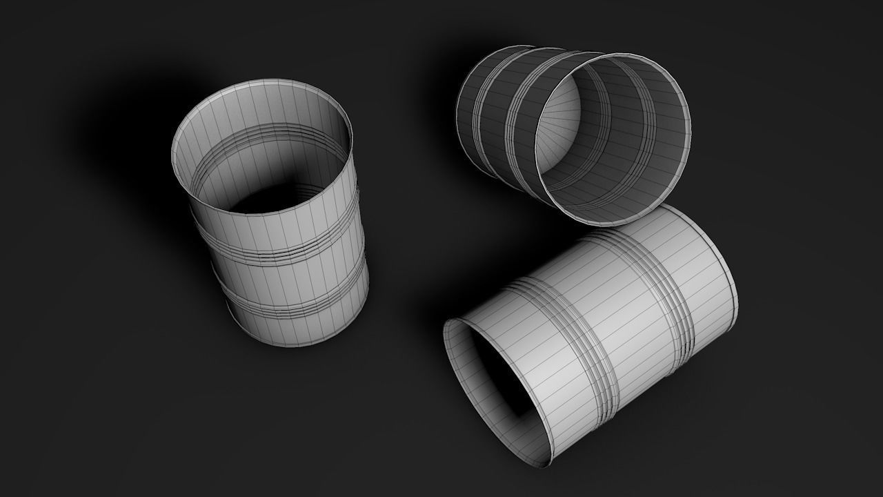 Set of barrels Low-poly 3D model_51