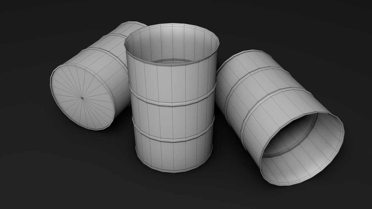 Set of barrels Low-poly 3D model_23