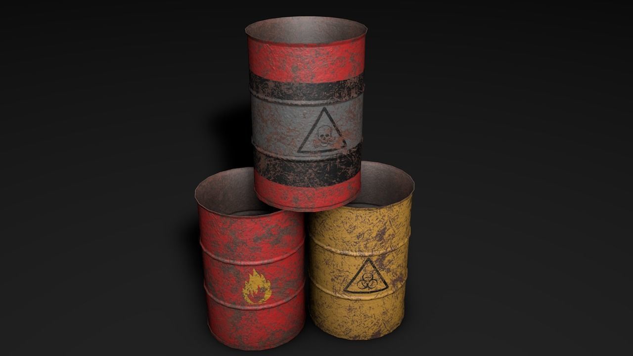 Set of barrels Low-poly 3D model_18