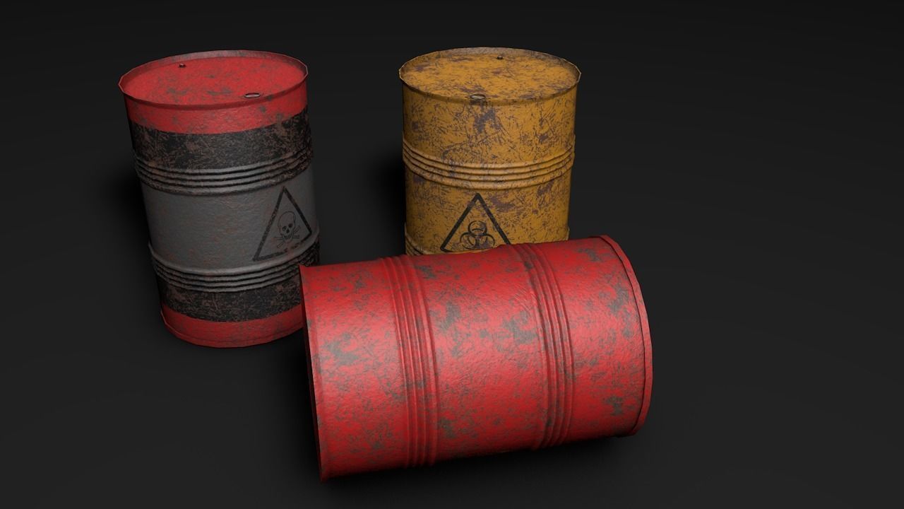 Set of barrels Low-poly 3D model_30