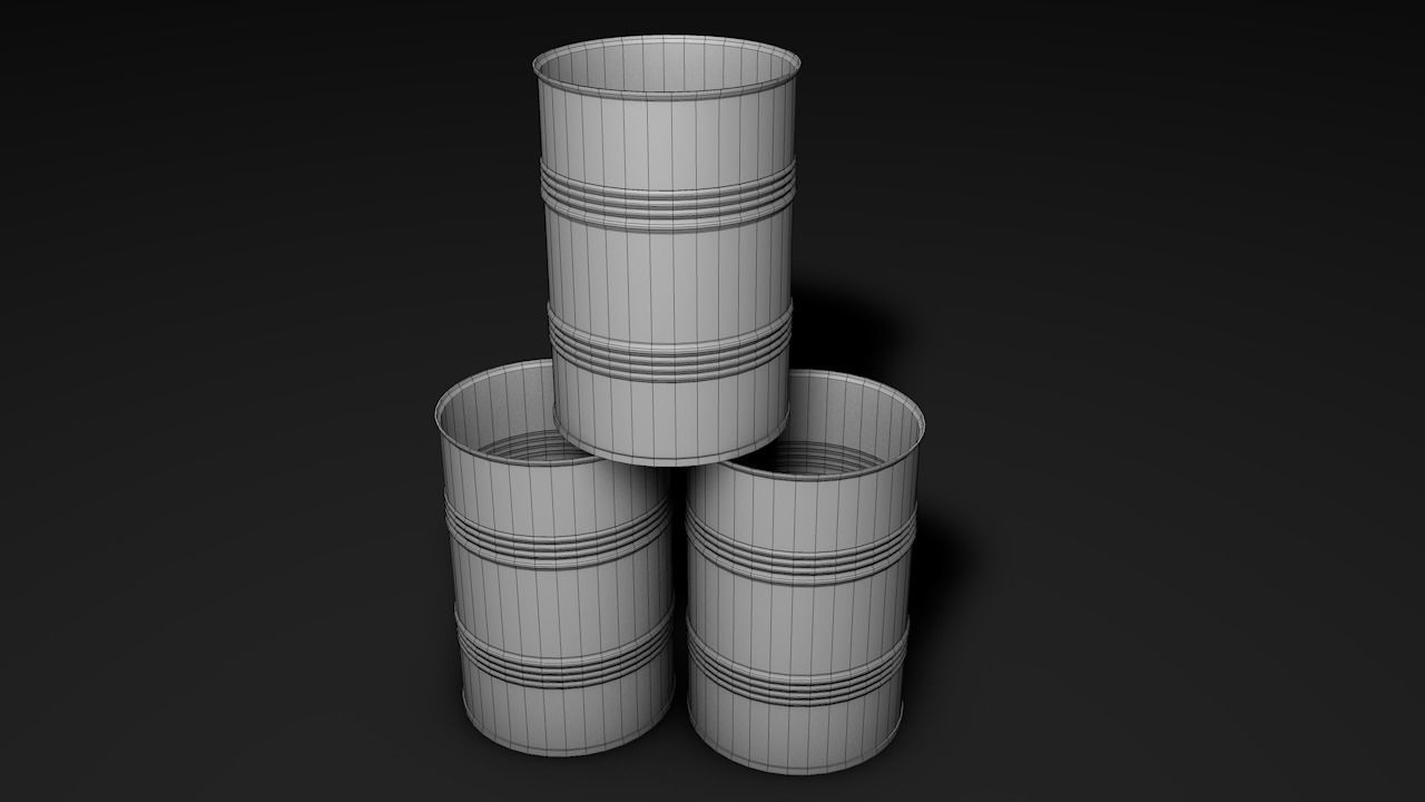 Set of barrels Low-poly 3D model_48
