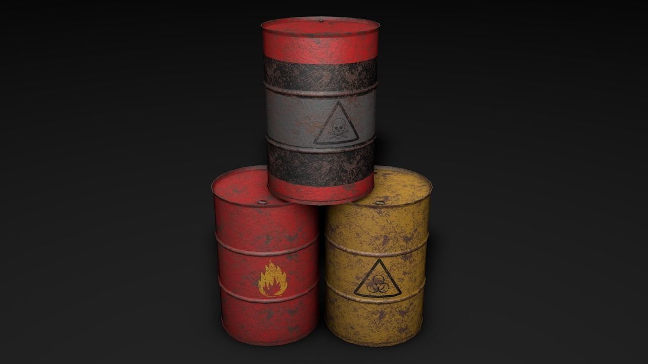 Set of barrels Low-poly 3D model_15