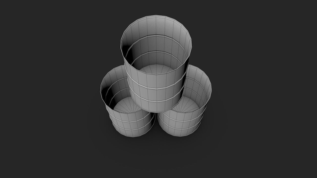 Set of barrels Low-poly 3D model_21
