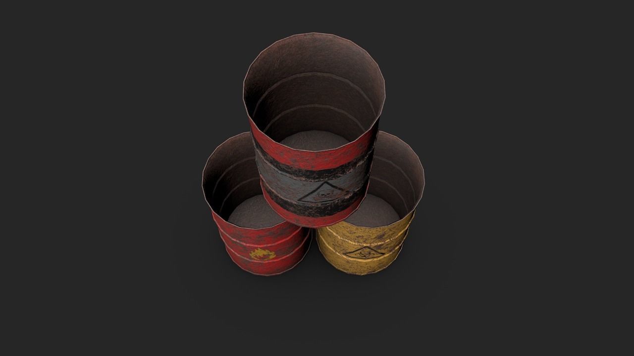 Set of barrels Low-poly 3D model_20