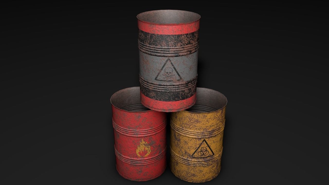 Set of barrels Low-poly 3D model_31