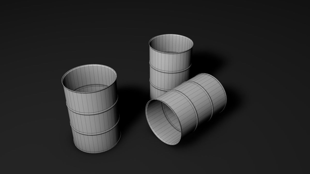 Set of barrels Low-poly 3D model_13