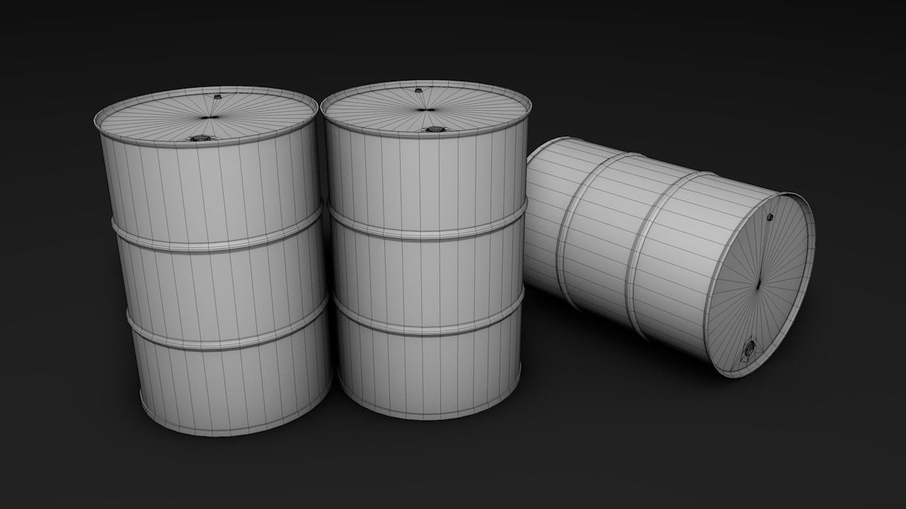 Set of barrels Low-poly 3D model_1