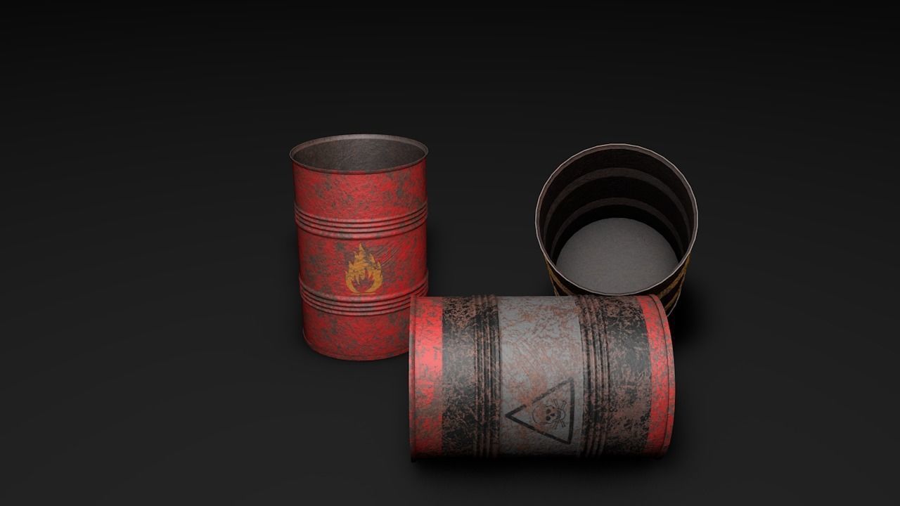 Set of barrels Low-poly 3D model_47