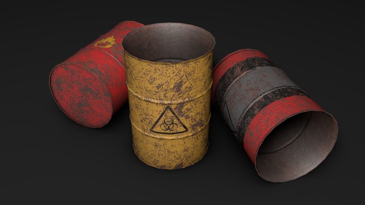 Set of barrels Low-poly 3D model_22