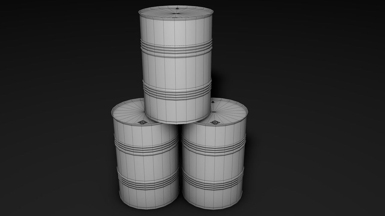 Set of barrels Low-poly 3D model_38