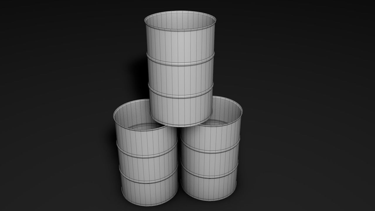 Set of barrels Low-poly 3D model_8