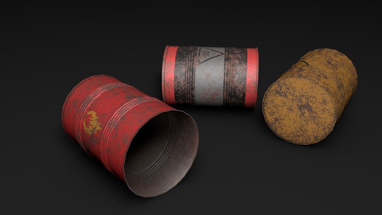 Set of barrels Low-poly 3D model_34
