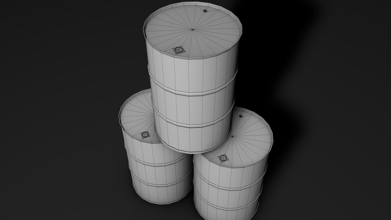 Set of barrels Low-poly 3D model_24