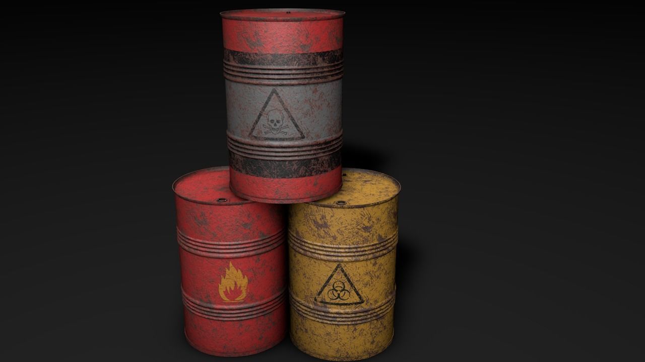 Set of barrels Low-poly 3D model_42