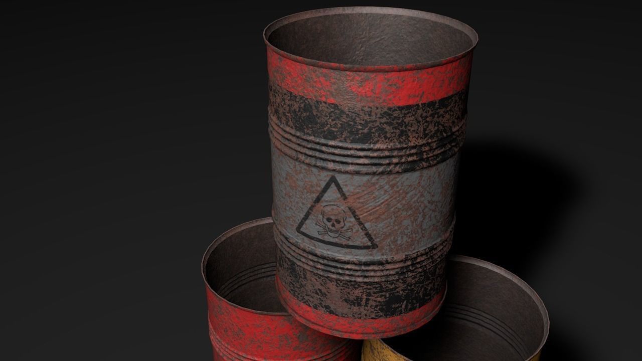 Set of barrels Low-poly 3D model_46